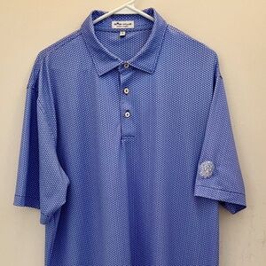 Peter Millar Crown Sport Men's Summer Comfort Polo Size L Periwinkle Geometric